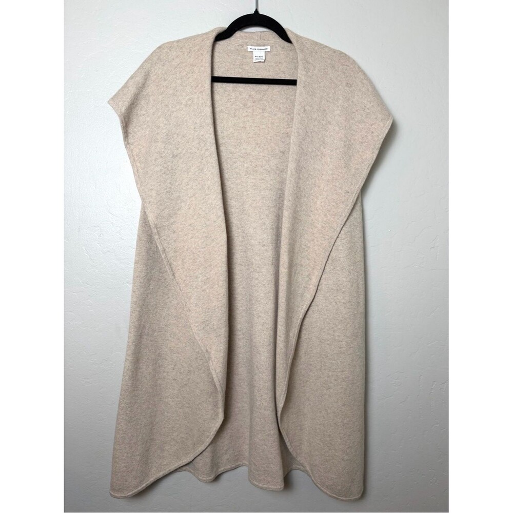 Club Monaco Cashmere Blend Open Front Shawl Collar Long Vest Beige M-L Cozy - Picture 11 of 11
